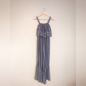 Japna 100% Rayon Blue and White Jumpsuit